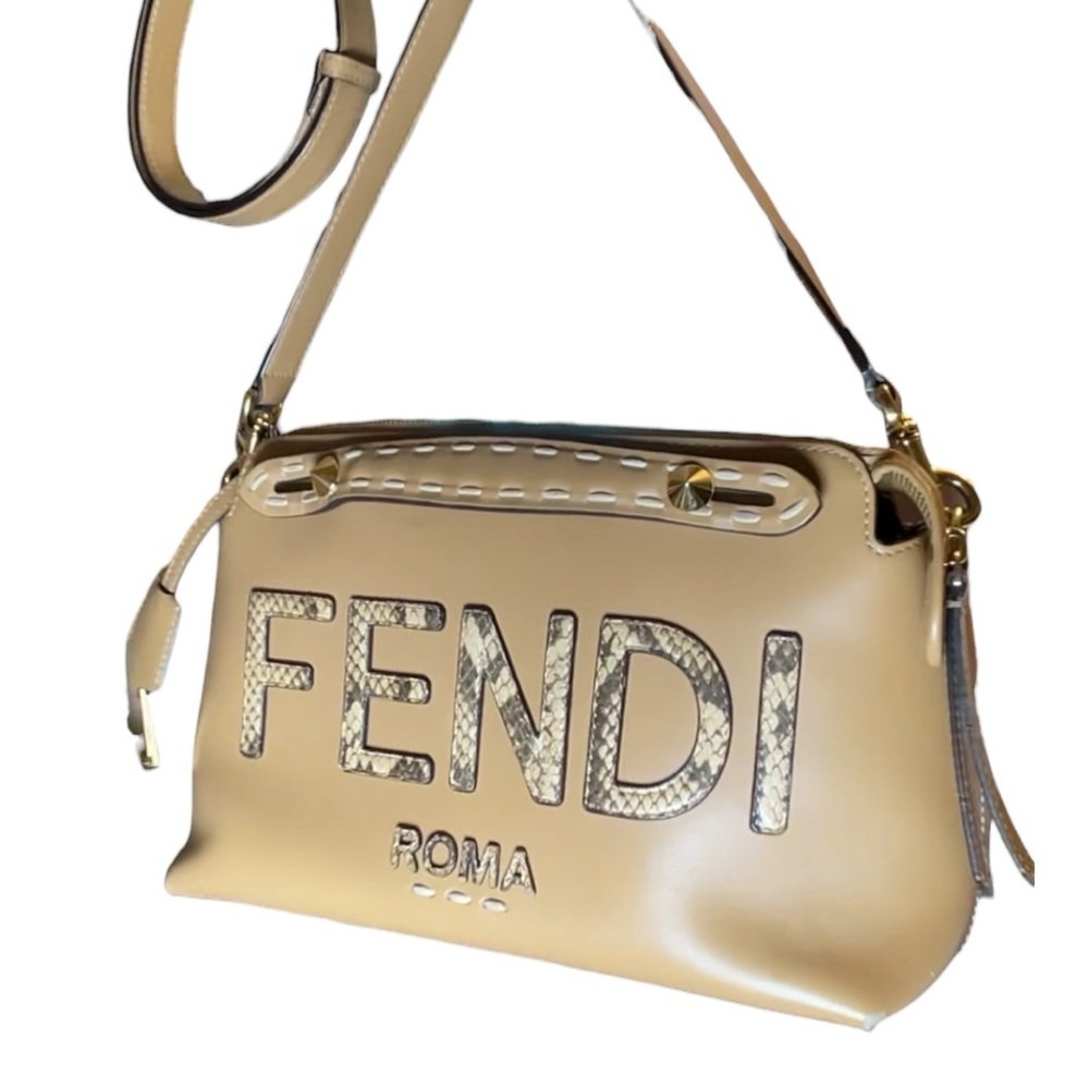 Fendi By The Way Medium Logo Python-Trim Leather … - image 2